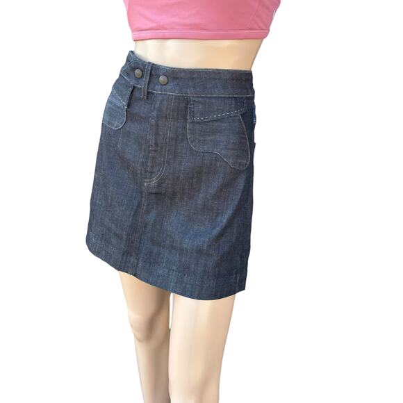 New Citizens Of Humanity Women's Dark Wash A-Line Denim Mini Skirt Size 27 - Picture 3 of 13